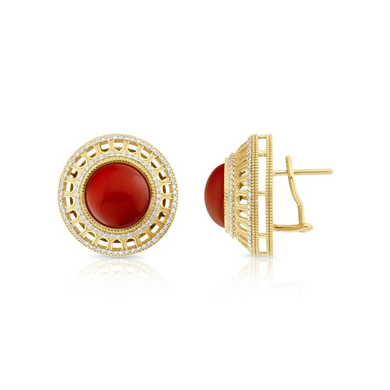 Round Coral Earrings