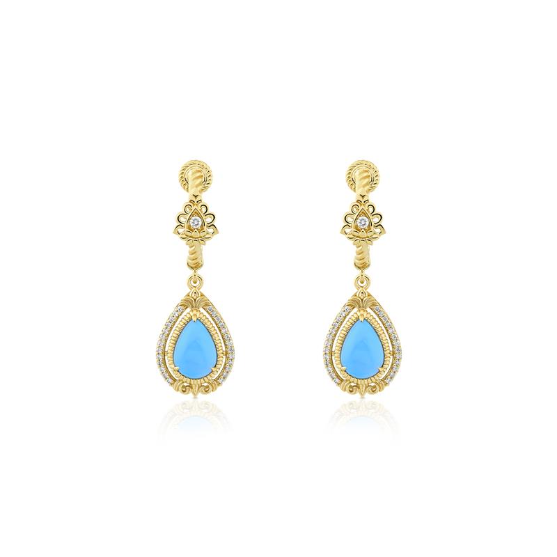Intricate Turquoise and Diamond Earrings 3.23 cts. Diamonds .292 cts.