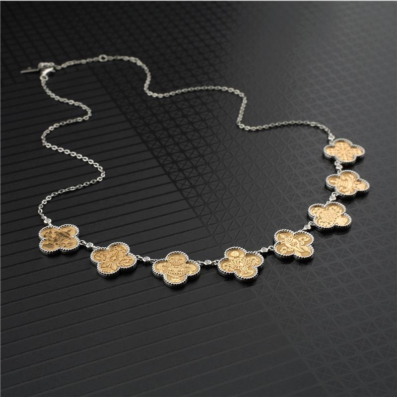 Eight Auspicious Symbols Necklace, YGP CZ — view 4
