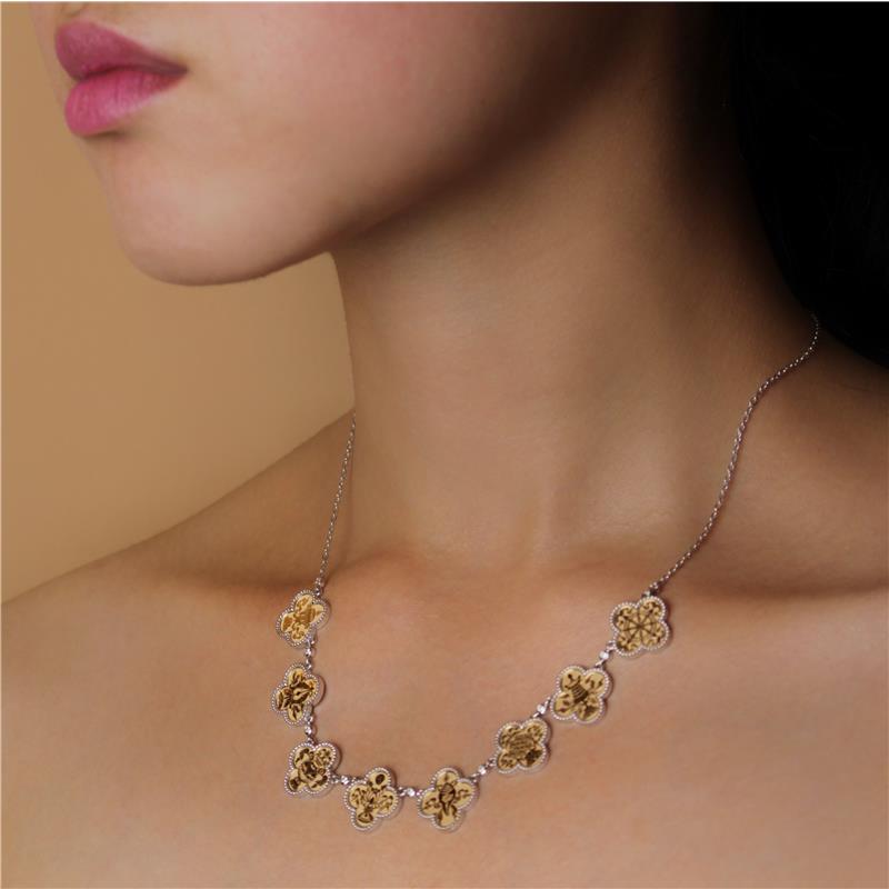 Eight Auspicious Symbols Necklace, YGP CZ — view 5