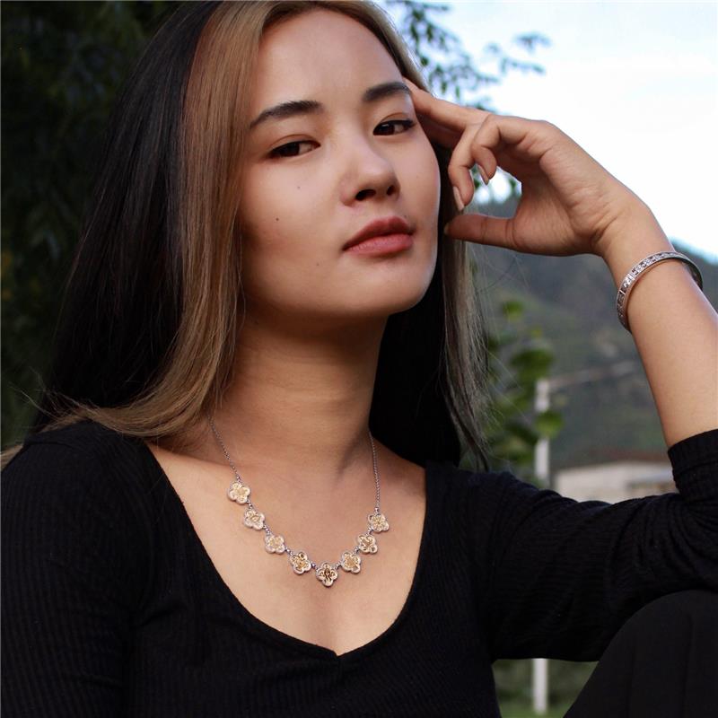 Eight Auspicious Symbols Necklace, YGP CZ — view 6