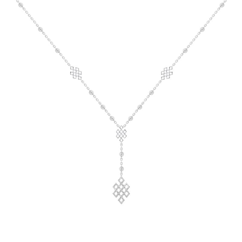 Endless Knot Hanging Necklace silver, CZ Diamonds