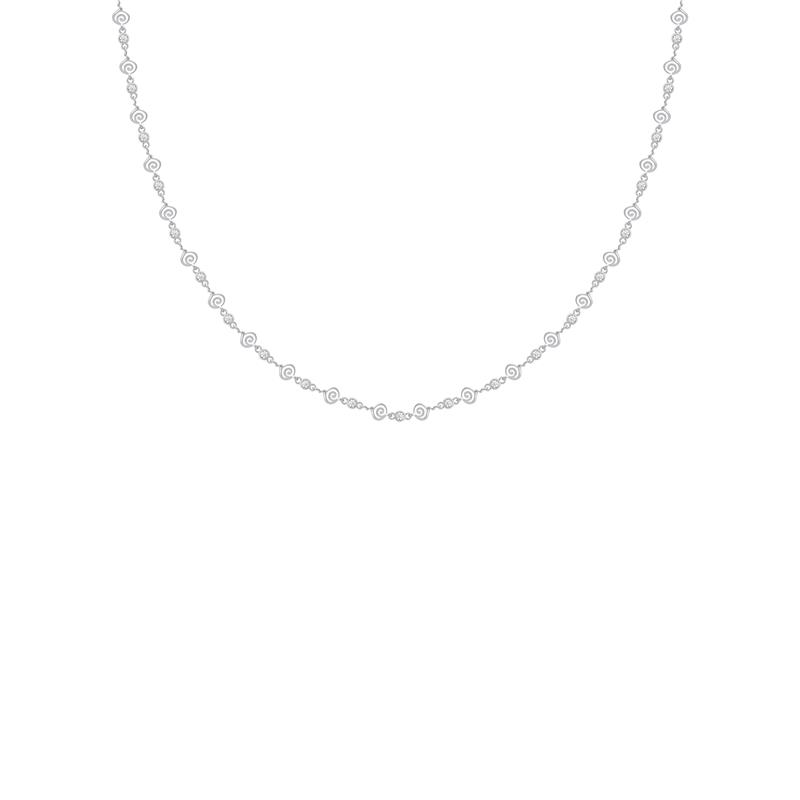 Malaya Logo chain with CZ diamonds, Silver, Rhodium
