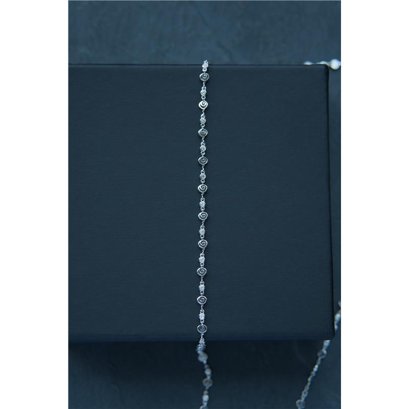 Malaya Logo chain with CZ diamonds, Silver, Rhodium — view 3