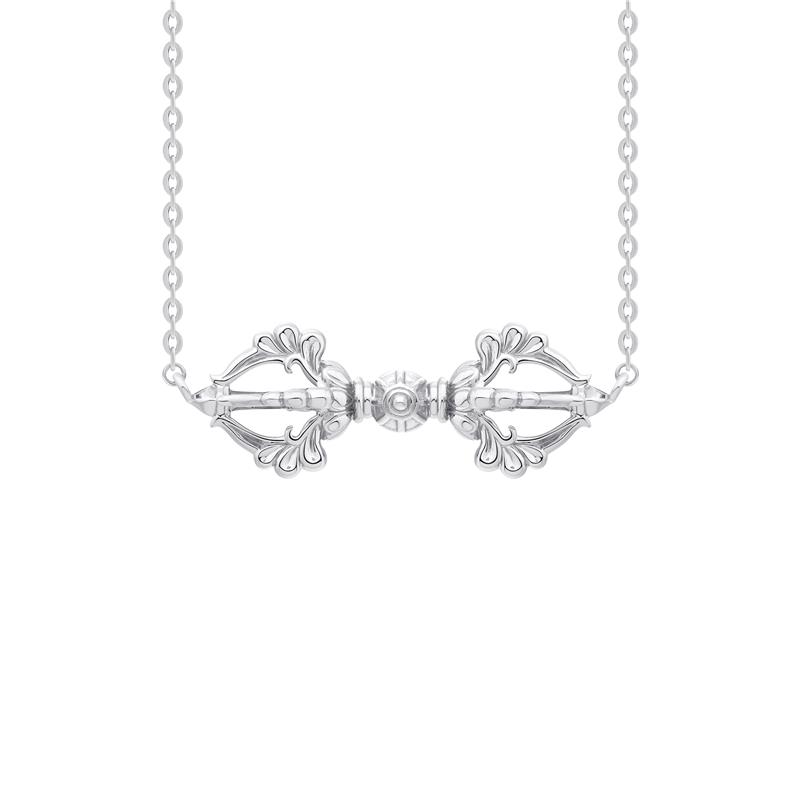 Vajra Necklace, Medium, Silver, 3 Dimensional design - 5 Prongs, Chain 45cm