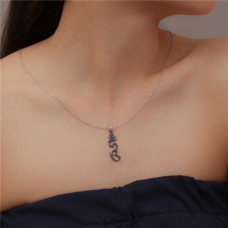 Hung Syllable Pendant, Blue Sapphires, 43mm — view 4