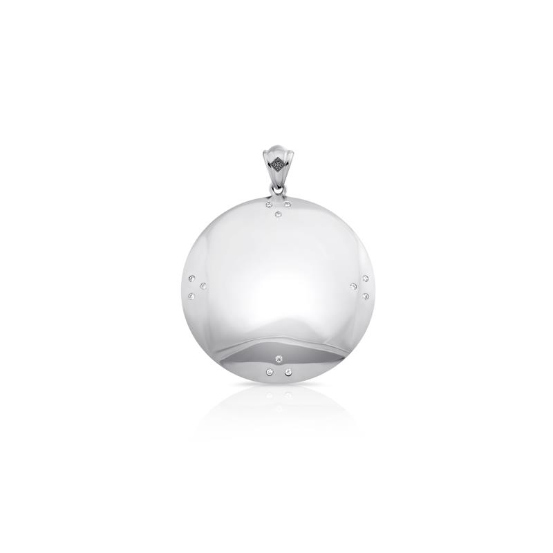 Melong Pendant, Silver, CZ, With Chain — view 3