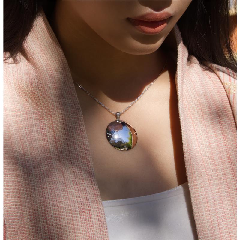Melong Pendant, Silver, CZ, With Chain