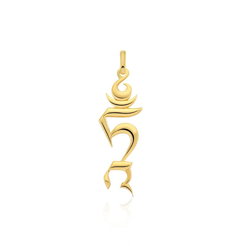 Solid 14K Gold Tam syllable pendant, Pendant only 4.32 grams