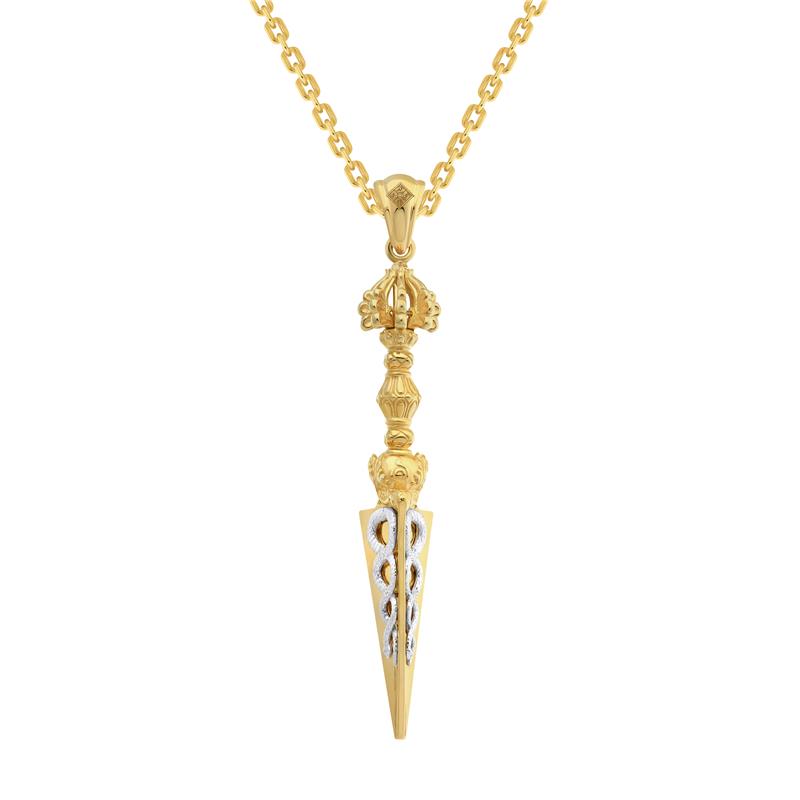 Phurba Pendant medium, 14k yellow & white gold, 4.98g, Pendant only — view 3