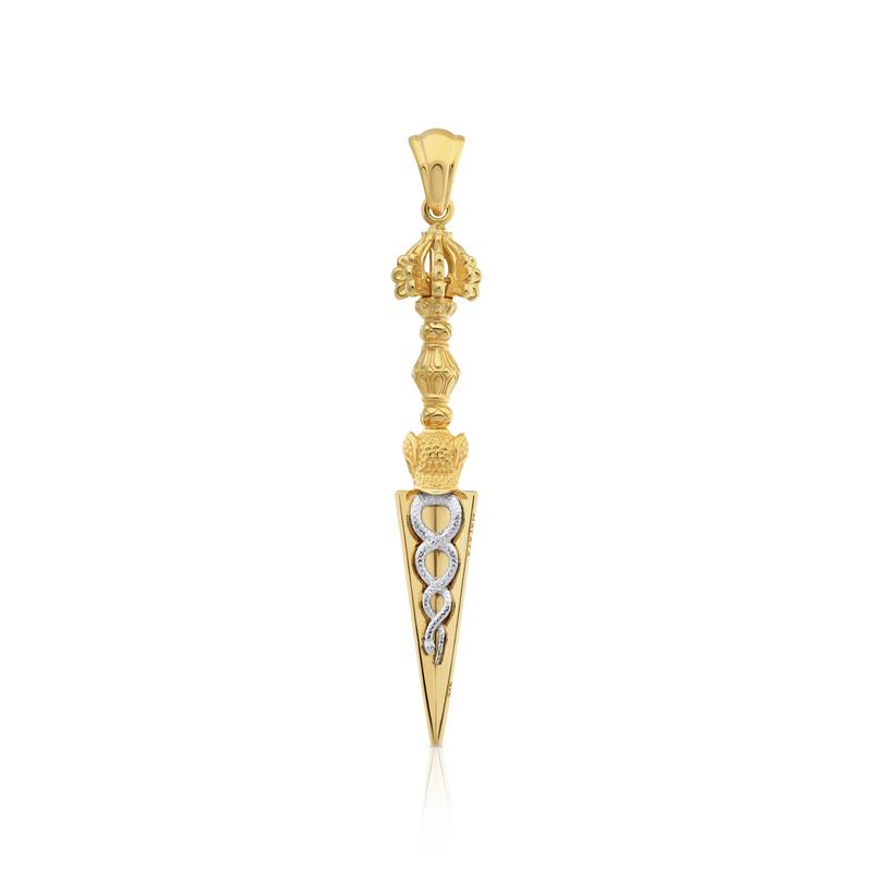 Phurba Pendant medium, 14k yellow & white gold, 4.98g, Pendant only