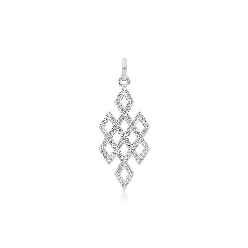 Three Dimensional Endless knot pendant studded with CZ diamonds, with chain — view 3