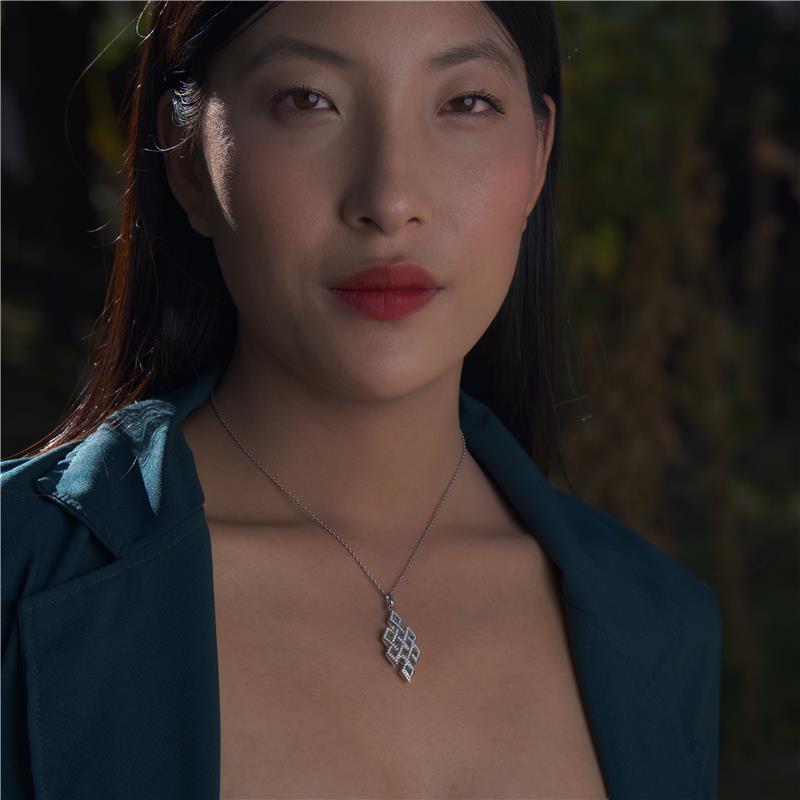 Three Dimensional Endless knot pendant studded with CZ diamonds, with chain — view 5