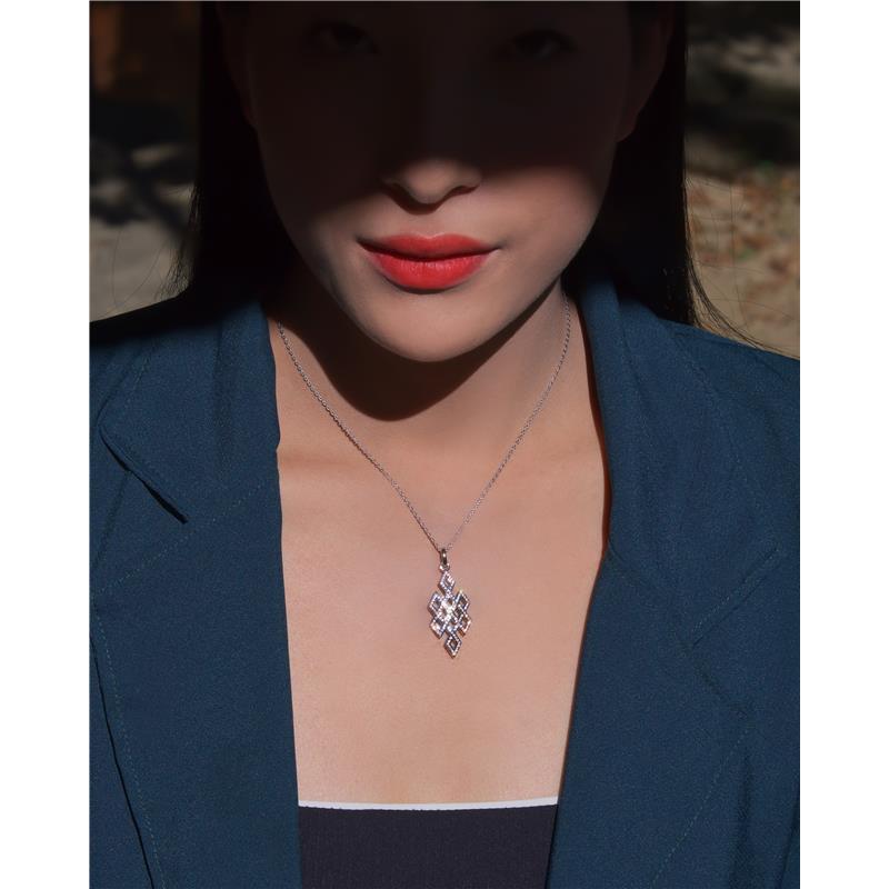 Three Dimensional Endless knot pendant studded with CZ diamonds, with chain
