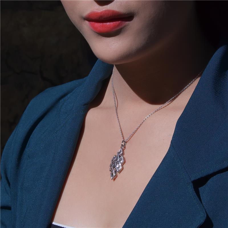 Three Dimensional Endless knot pendant studded with CZ diamonds, with chain — view 6