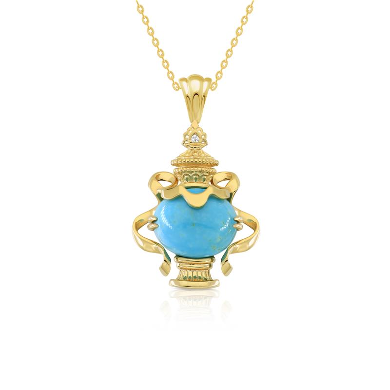 Bumpa Turquoise Pendant with a diamond .008cts, 3.76g
