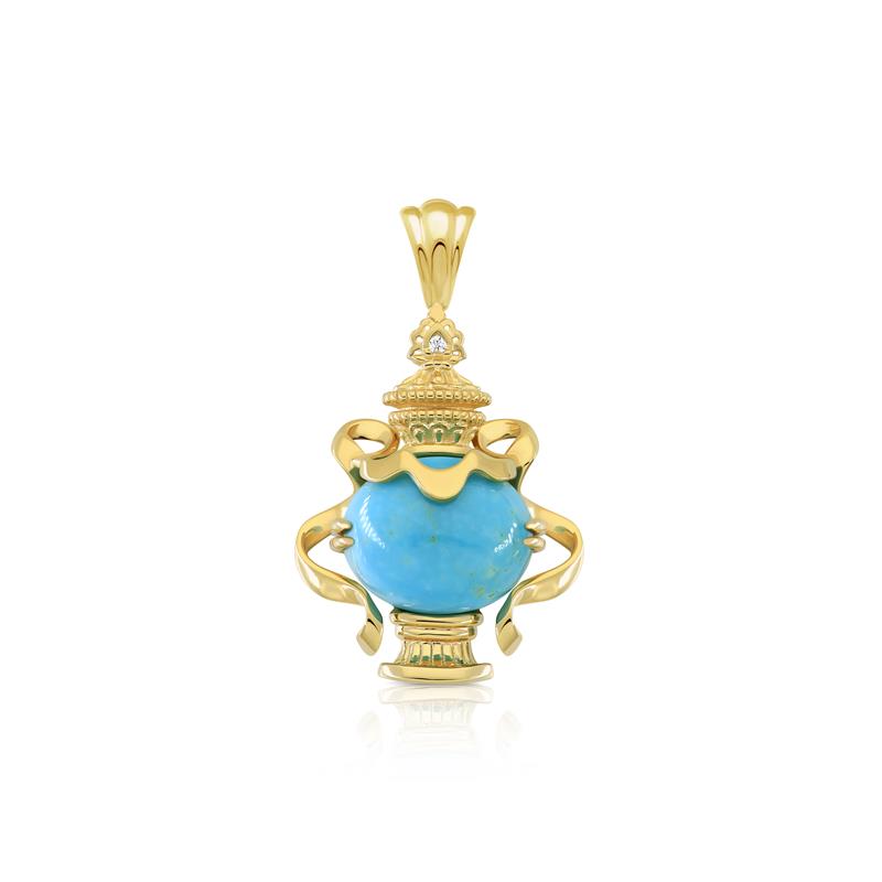 Bumpa Turquoise Pendant with a diamond .008cts, 3.76g — view 3