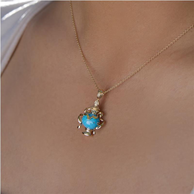 Bumpa Turquoise Pendant with a diamond .008cts, 3.76g