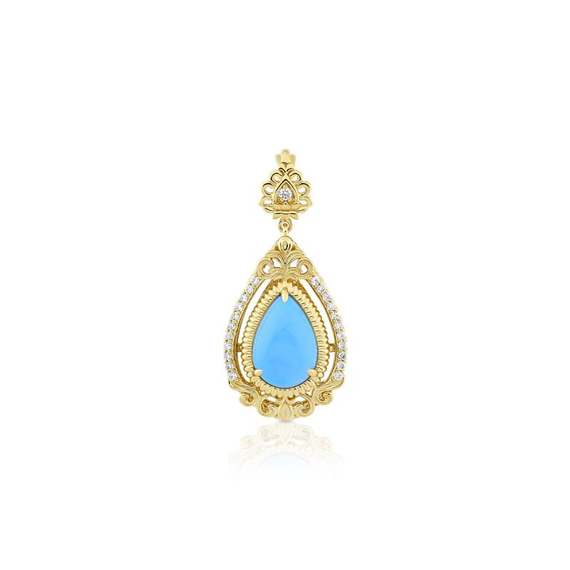 Intricate Diamond Turquoise Pendant 2.64 CTS./ Diamonds .188 CTS.