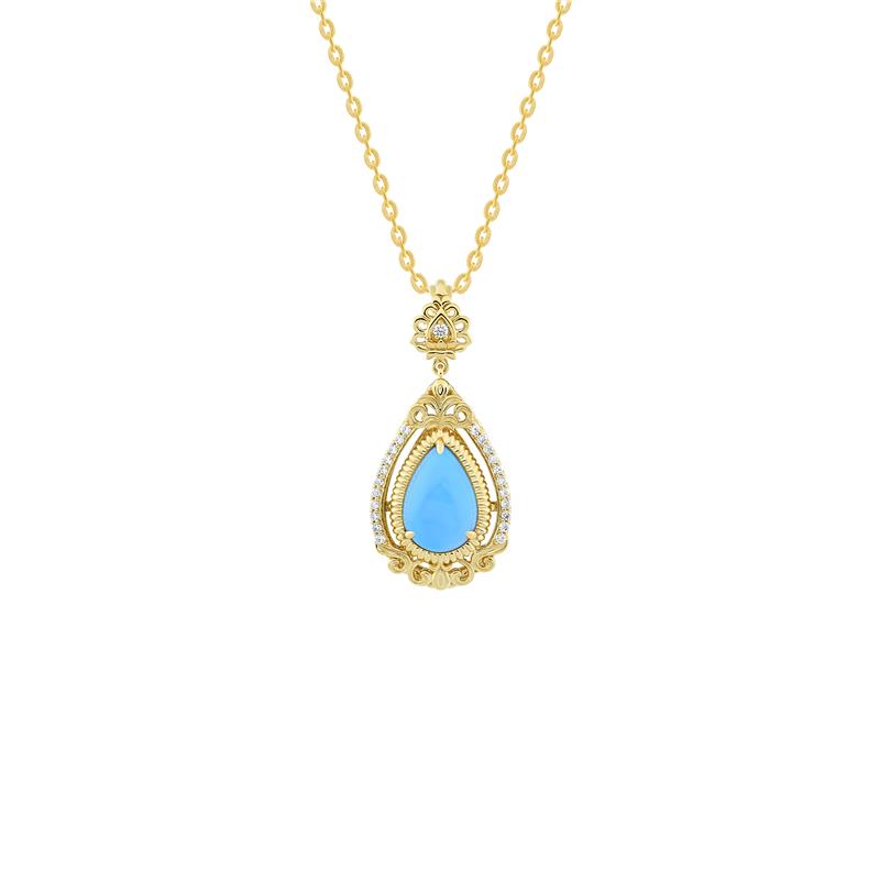 Intricate Diamond Turquoise Pendant 2.64 CTS./ Diamonds .188 CTS. — view 4