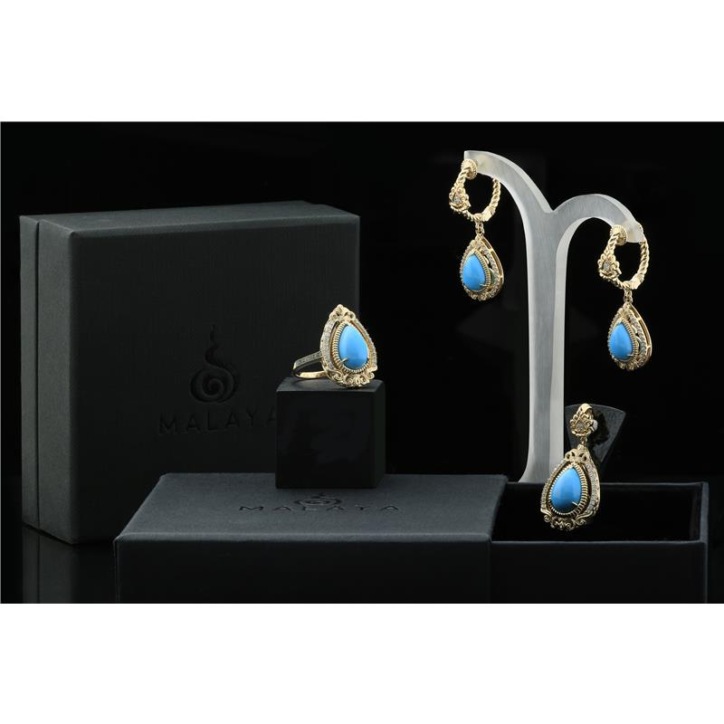 Intricate Diamond Turquoise Pendant 2.64 CTS./ Diamonds .188 CTS. — view 5