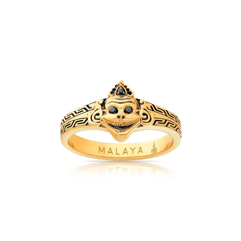 Laughing Skull Ring, Black Diamonds, .036 cts 14k Gold 7.50g