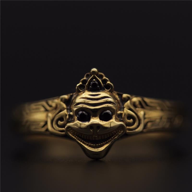 Laughing Skull Ring, Black Diamonds, .036 cts 14k Gold 7.50g — view 3