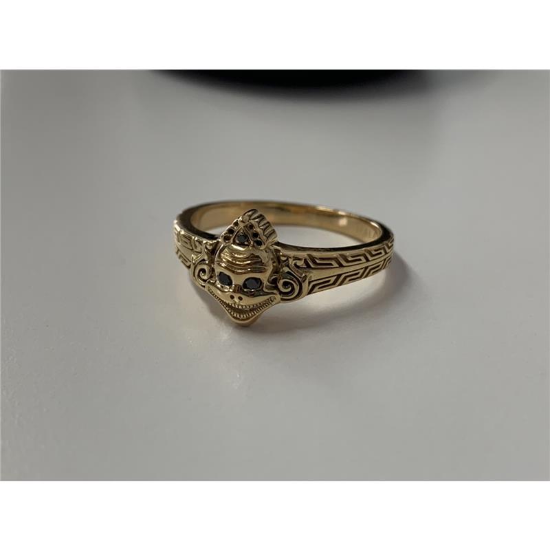 Laughing Skull Ring, Black Diamonds, .036 cts 14k Gold 7.50g — view 5