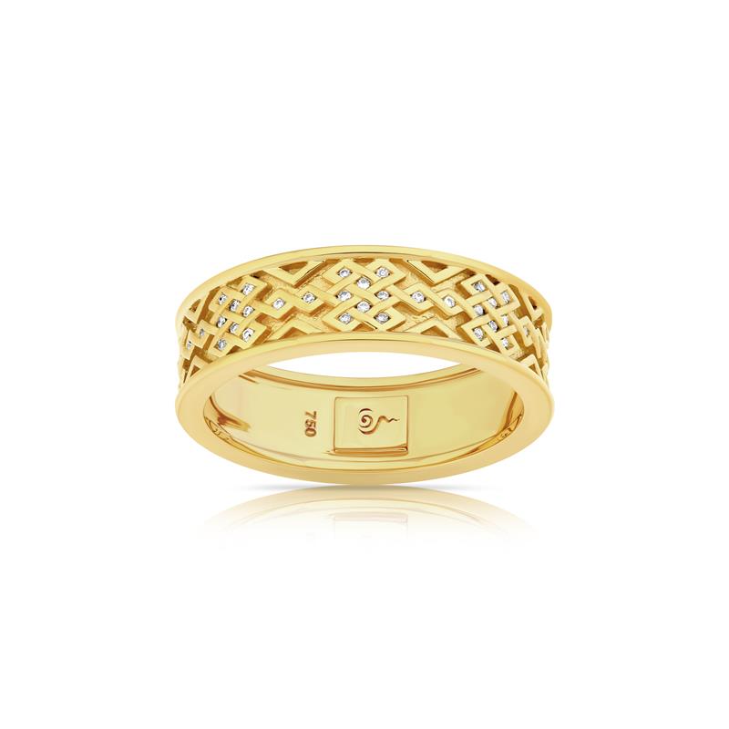 18K Infinity Knot Eternal Band, With Background, full diamonds .13 cts. 5.01g female size (51-55)