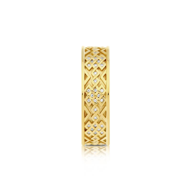 18K Infinity Knot Eternal Band, With Background, full diamonds .13 cts. 5.01g female size (51-55)