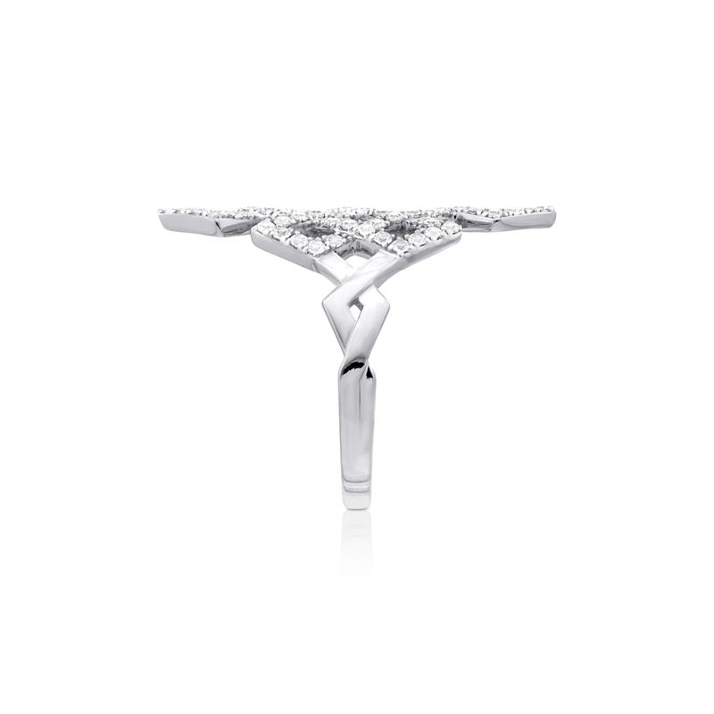 Infinity Knot Ring, 14k White Gold, Diamonds 5.1g .71cts