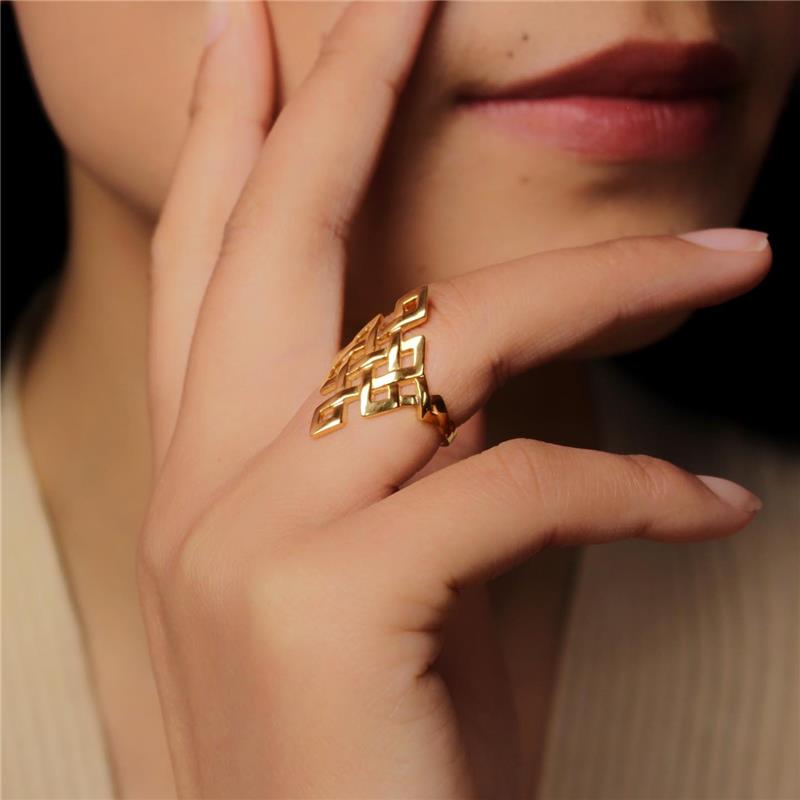 Infinity Knot Ring, 14k Gold 4.9g — view 4
