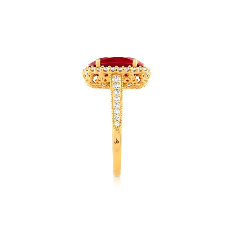 Red Ruby Jewels Ring Ruby - 5.5cts 0.494cts diamonds 14k yellow gold 4.37g — view 3