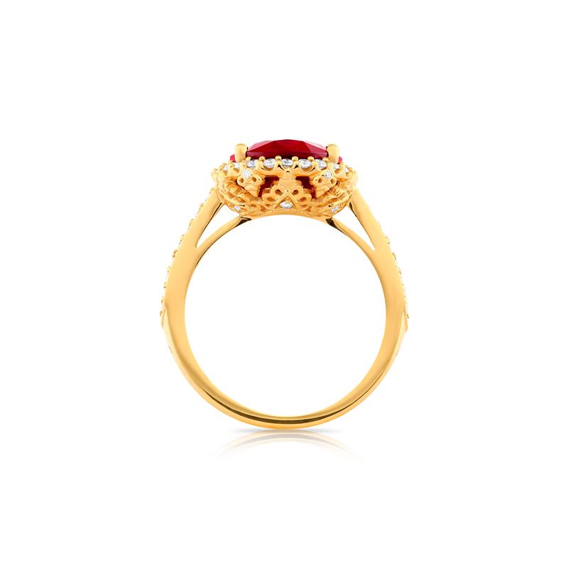 Red Ruby Jewels Ring Ruby - 5.5cts 0.494cts diamonds 14k yellow gold 4.37g — view 4