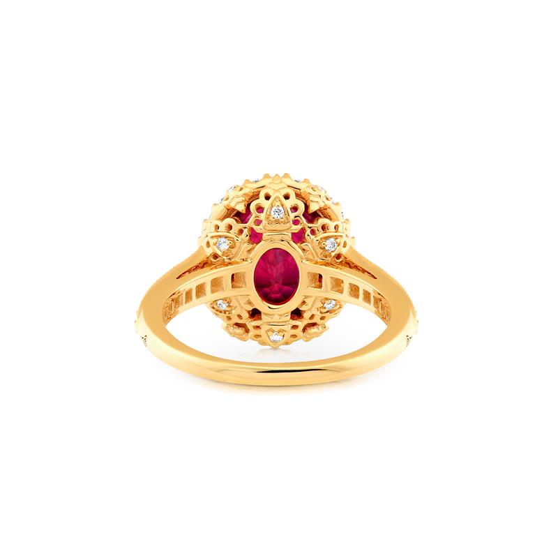 Red Ruby Jewels Ring Ruby - 5.5cts 0.494cts diamonds 14k yellow gold 4.37g — view 5