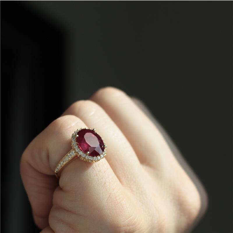 Red Ruby Jewels Ring Ruby - 5.5cts 0.494cts diamonds 14k yellow gold 4.37g — view 6