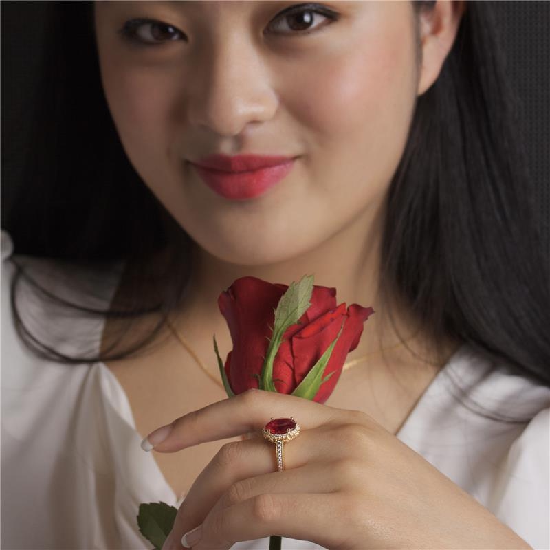 Red Ruby Jewels Ring Ruby - 5.5cts 0.494cts diamonds 14k yellow gold 4.37g — view 7