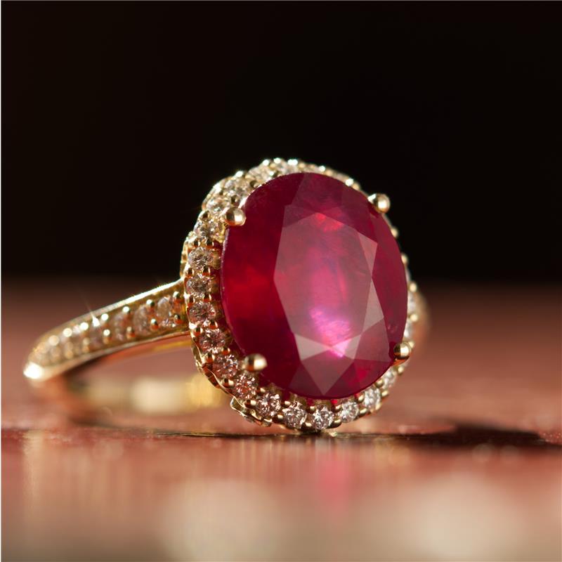 Red Ruby Jewels Ring Ruby - 5.5cts 0.494cts diamonds 14k yellow gold 4.37g — view 8