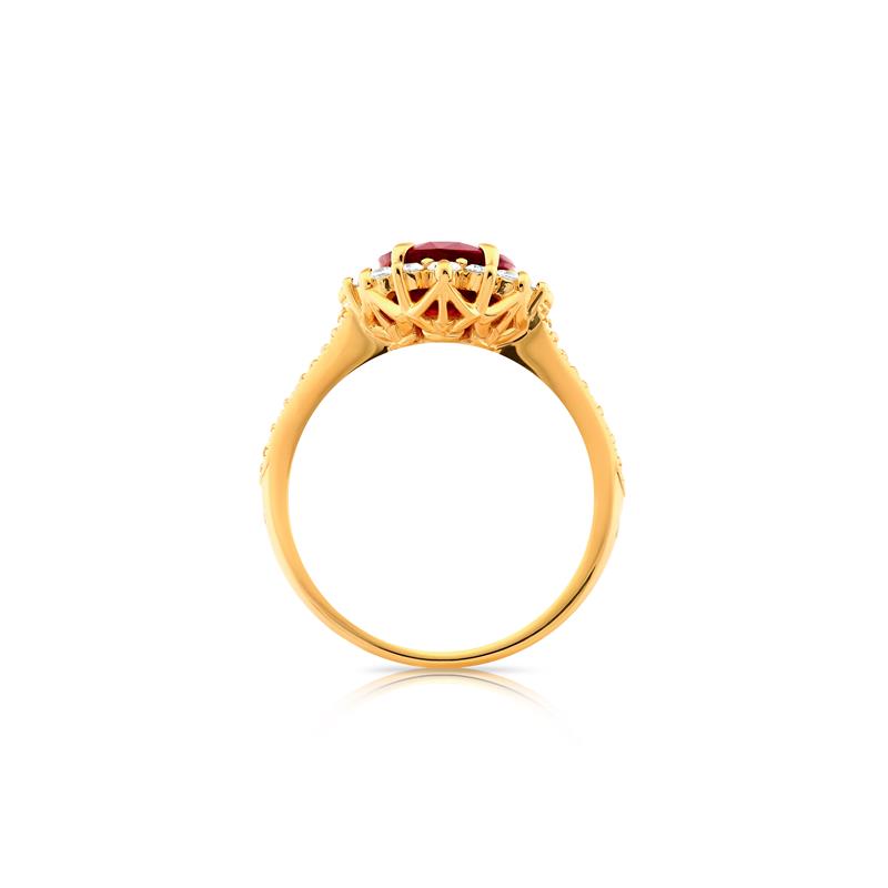 Red Ruby Vajras Ring Ruby - 3.34cts 0.598cts Diamonds 14k yellow gold 3.59g — view 3