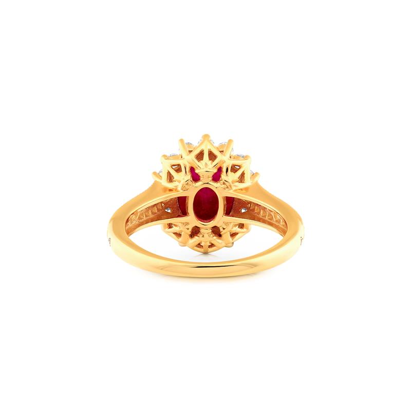 Red Ruby Vajras Ring Ruby - 3.34cts 0.598cts Diamonds 14k yellow gold 3.59g — view 4
