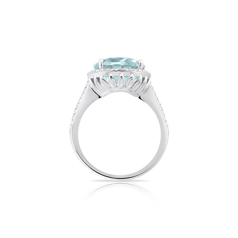 Aquamarine Ring, .28cts White Diamonds, 14k White Gold 5.29g — view 3