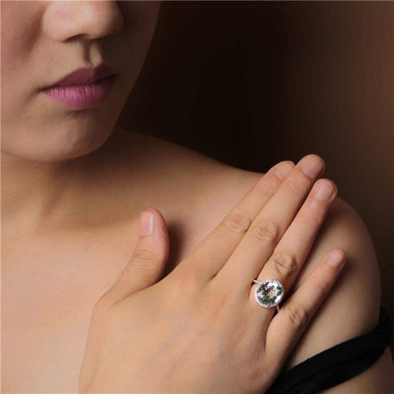 Aquamarine Ring, .28cts White Diamonds, 14k White Gold 5.29g — view 4