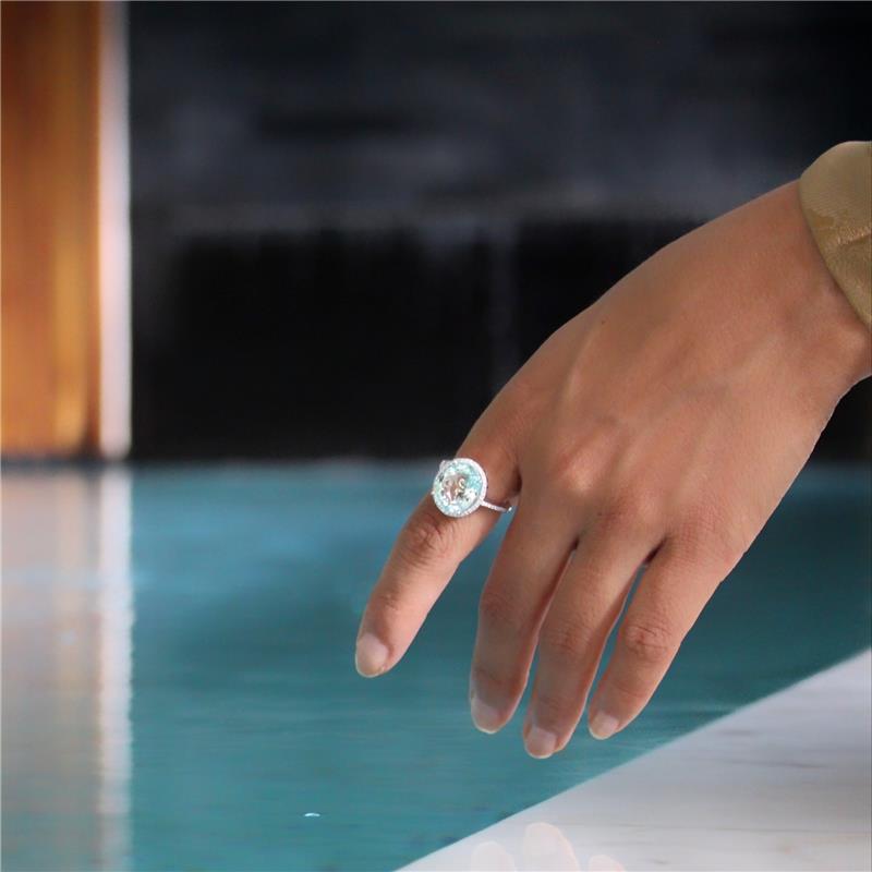 Aquamarine Ring, .28cts White Diamonds, 14k White Gold 5.29g — view 5