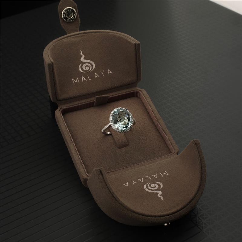 Aquamarine Ring, .28cts White Diamonds, 14k White Gold 5.29g — view 6