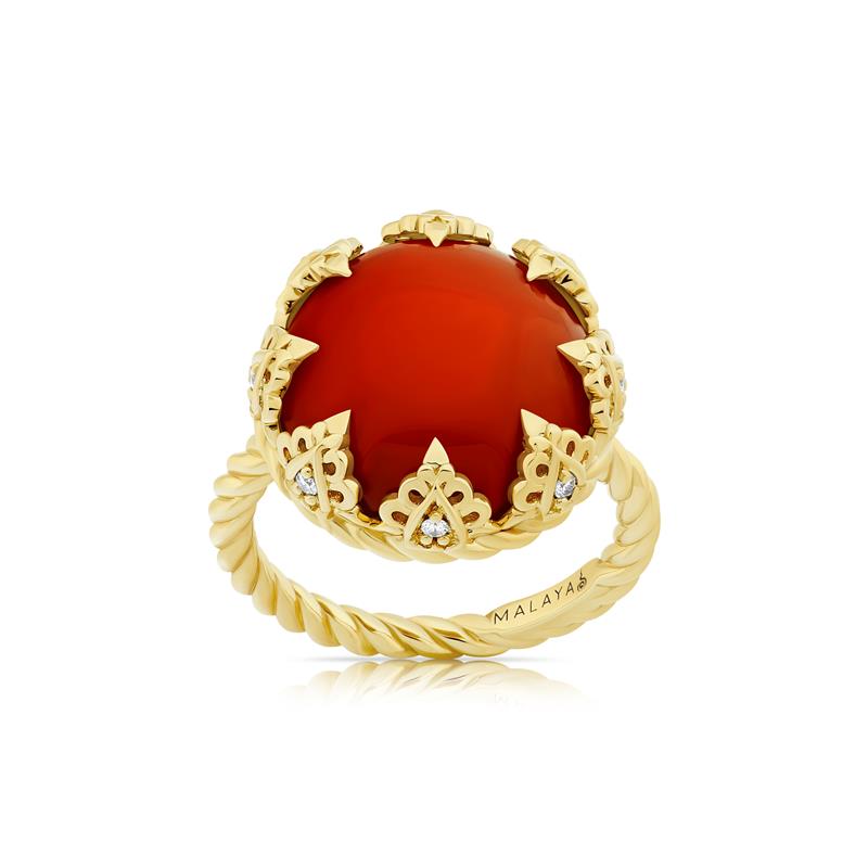 Coral Lotus Ring 0.08 CTS. YG14: 5.89g