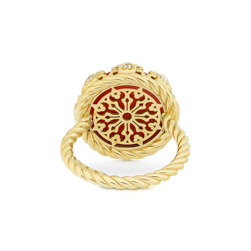 Coral Lotus Ring 0.08 CTS. YG14: 5.89g