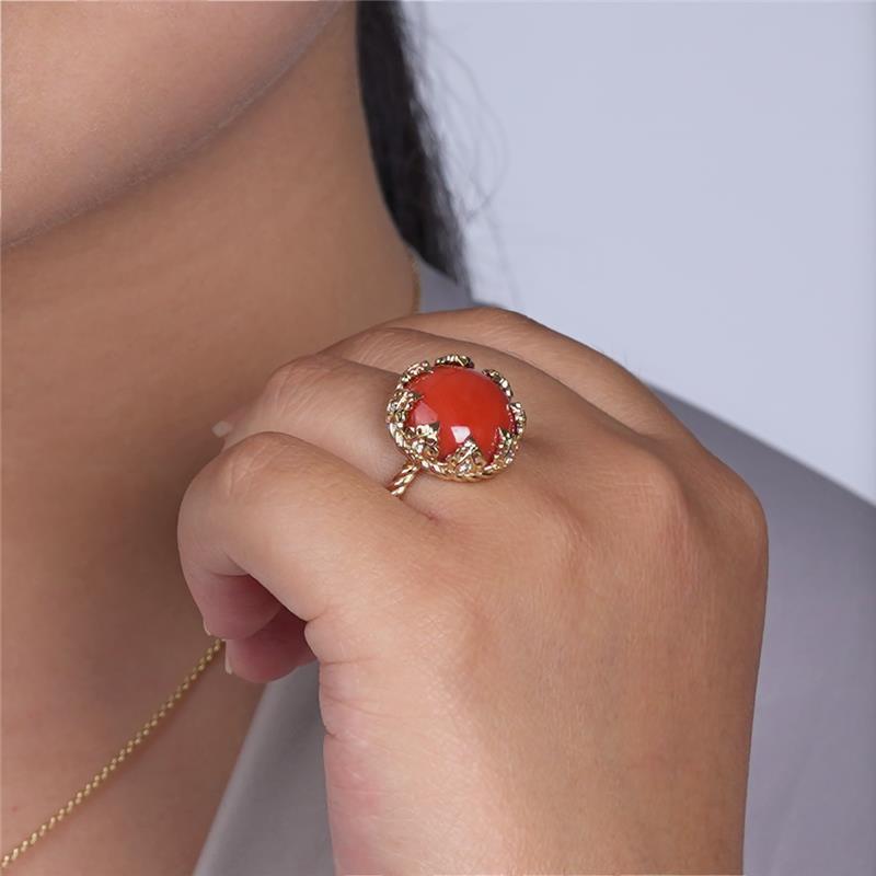 Coral Lotus Ring 0.08 CTS. YG14: 5.89g — view 5