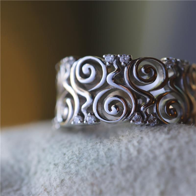 Malaya Dream Ring, CZ Diamonds Sterling Rhodinated Silver — view 4