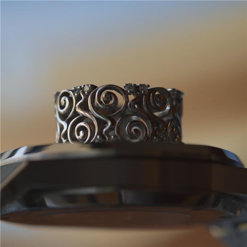 Malaya Dream Ring, CZ Diamonds Sterling Rhodinated Silver — view 5