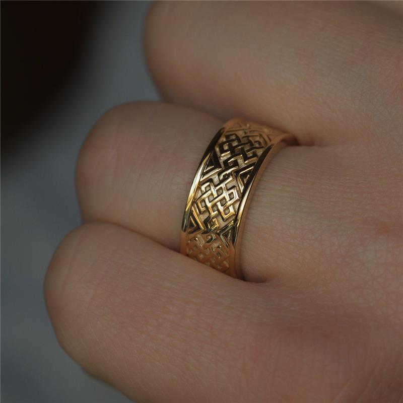 Endless Knot Ring Thicker, Seamless 18K Yellow Gold 11.37 Male size (size 61\) — view 5